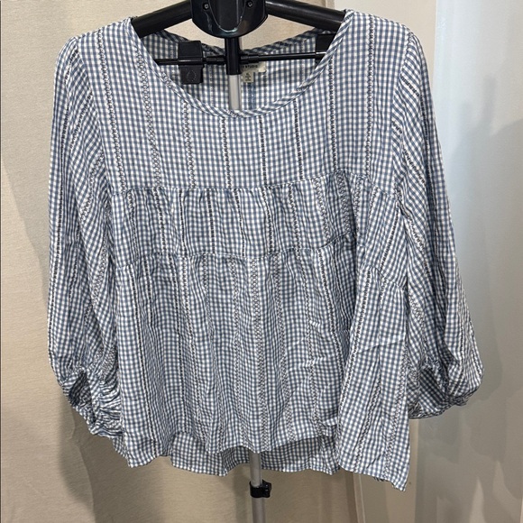 Max Studio light blue plaid top. Cotton, Size XL - Picture 1 of 6